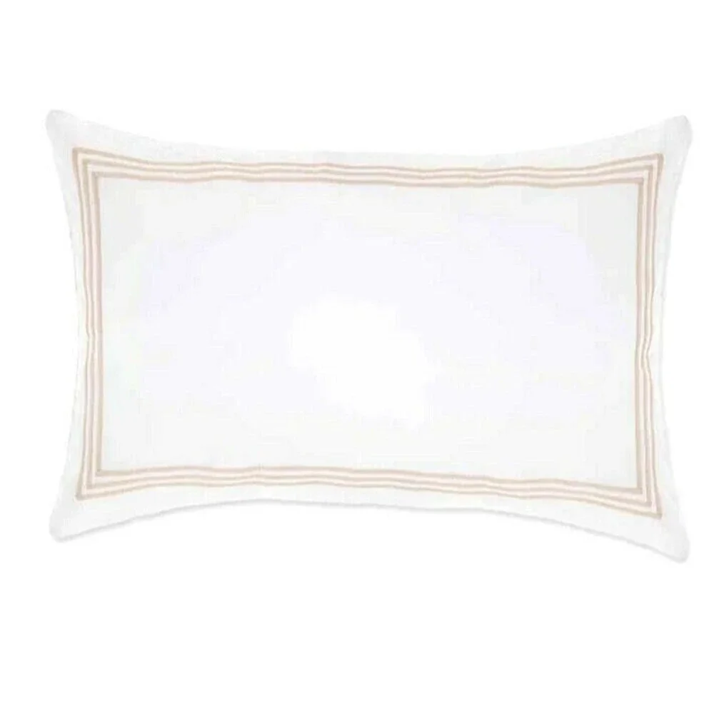 Wamsutta Luxury King Pillow Shams Triple Baratta Stripe Set of 2 White Taupe